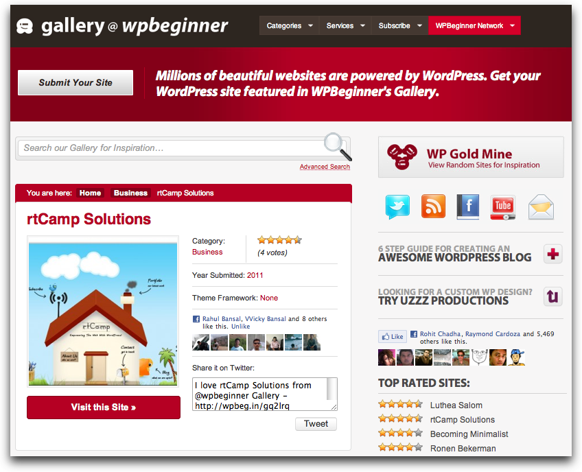 rtCamp’s Website is Featured in WPBeginner Gallery