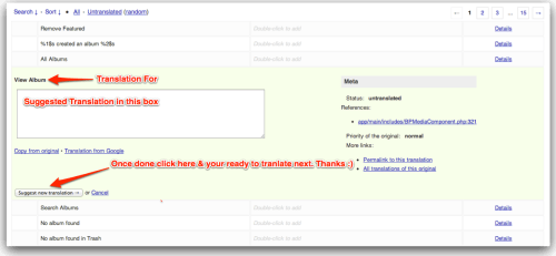 Submitting a translated string of a plugin on glotpress project.