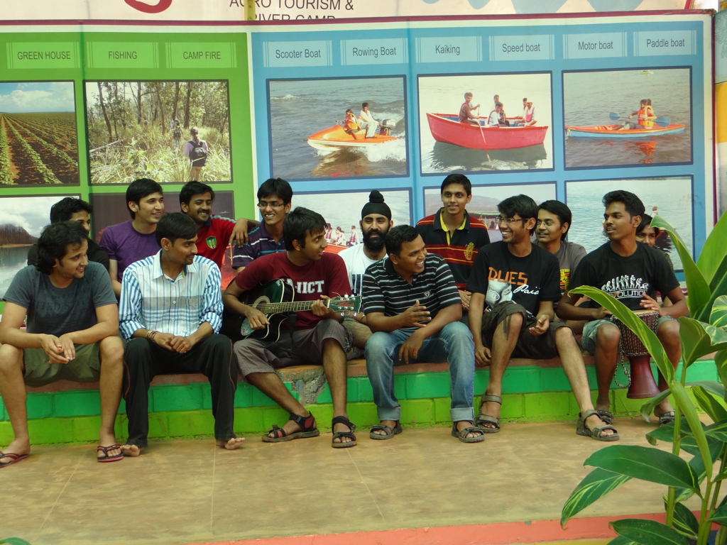 Jamming Session. Faishal on guitar, Ganesh on Djembe (A South African instrument)
