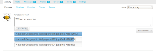 BuddyPress Media 2.7 with Activity Uploader
