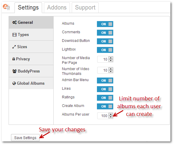 Limit number of albums per user.