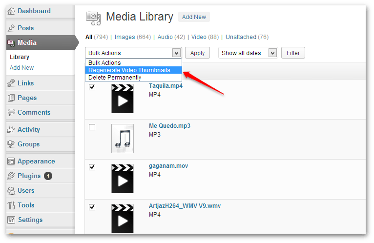 Regenerate thumbnails in bulk.