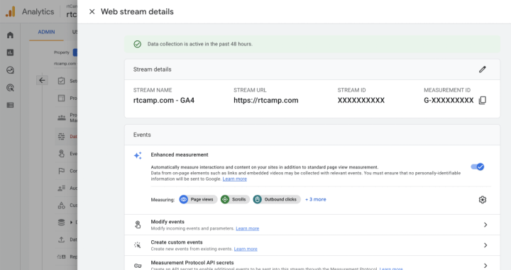 Web stream details