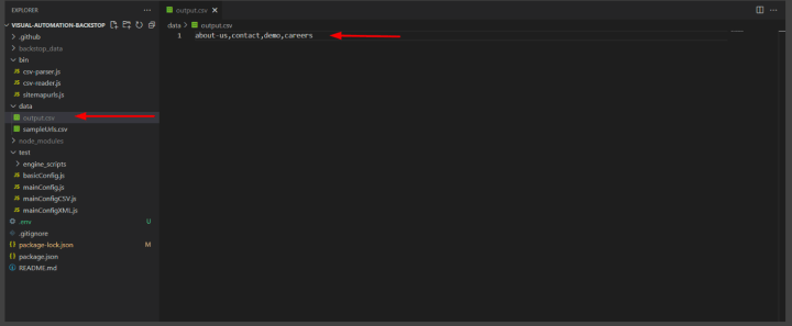 Output.csv file
