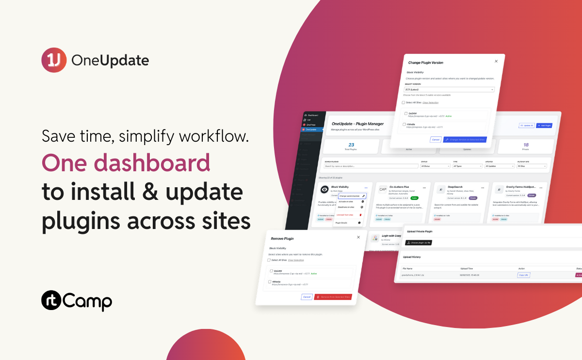 OneUpdate - One dashboard to install and update plugins across sites