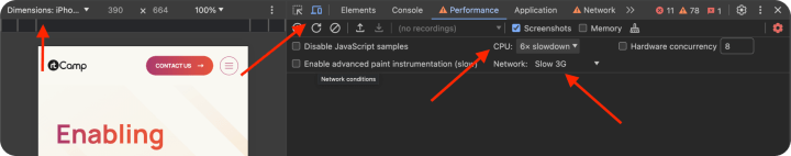 Performance panel