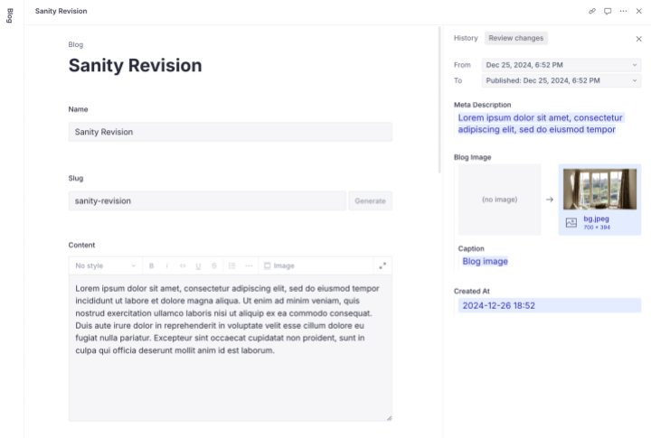 Sanity Revision History