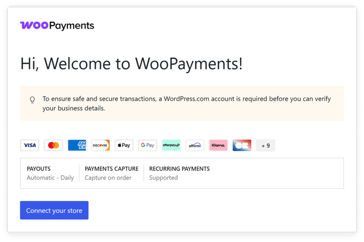 WooPayments setup wizard