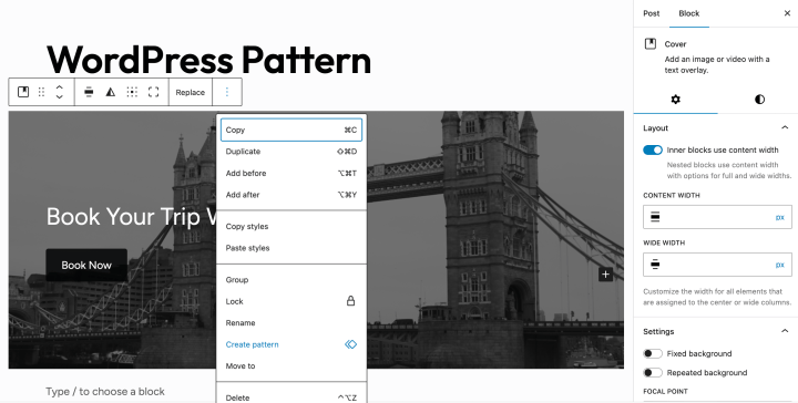 WordPress Synced Patterns