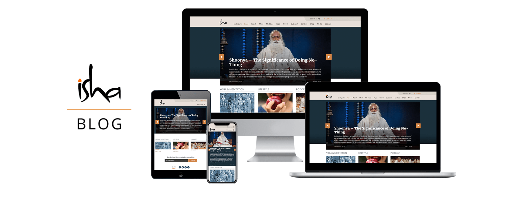 Isha Foundation's responsive website post website launch.