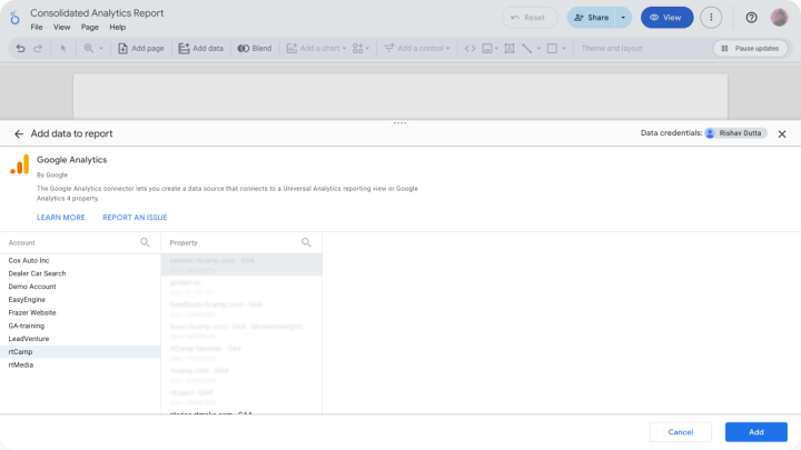 Add Data Source in Looker studio
