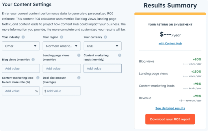 Hubspot content settings