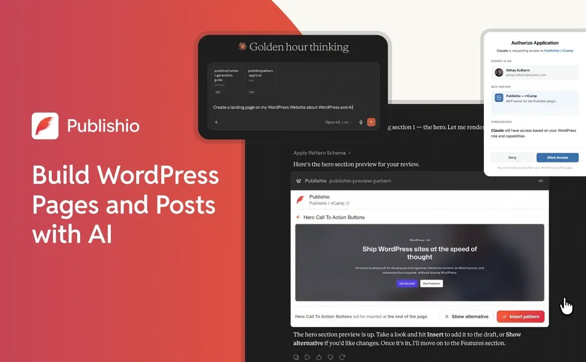 Publishio in action for WordPress AI
