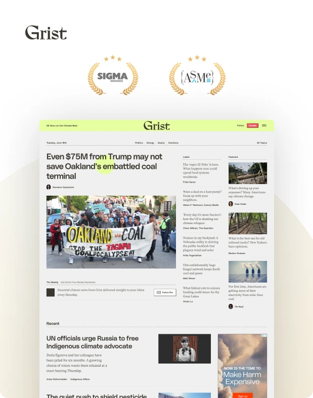 custom development and content syndication for Grist.