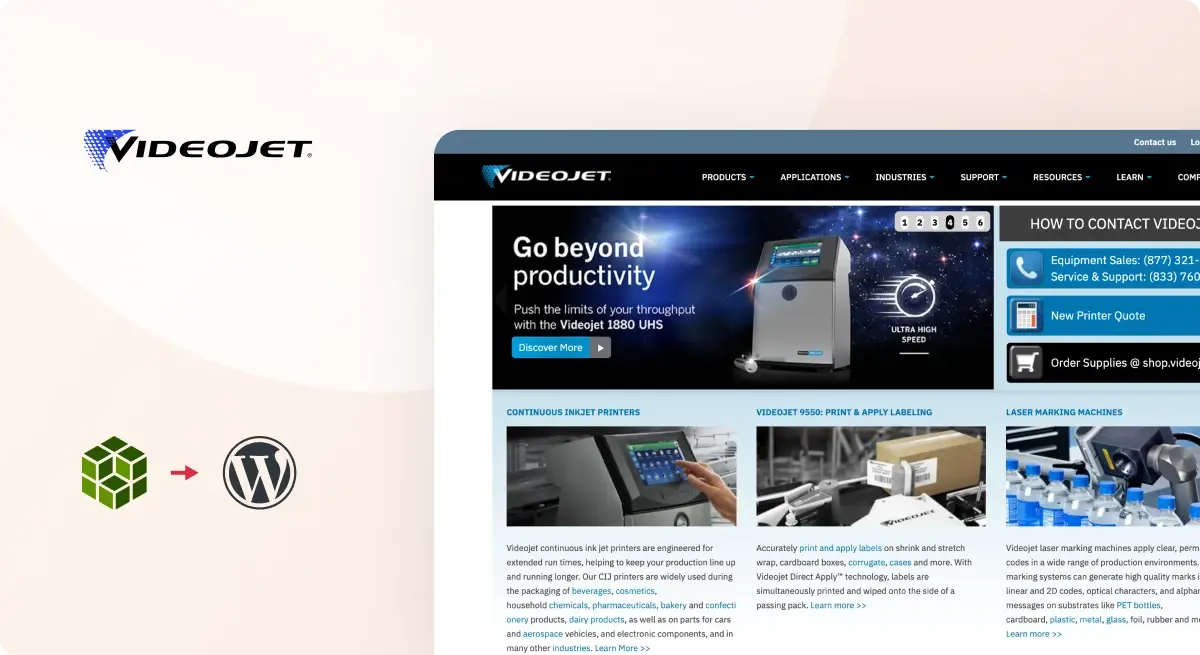 Videojet Migration from Adobe CQ5 to WordPress